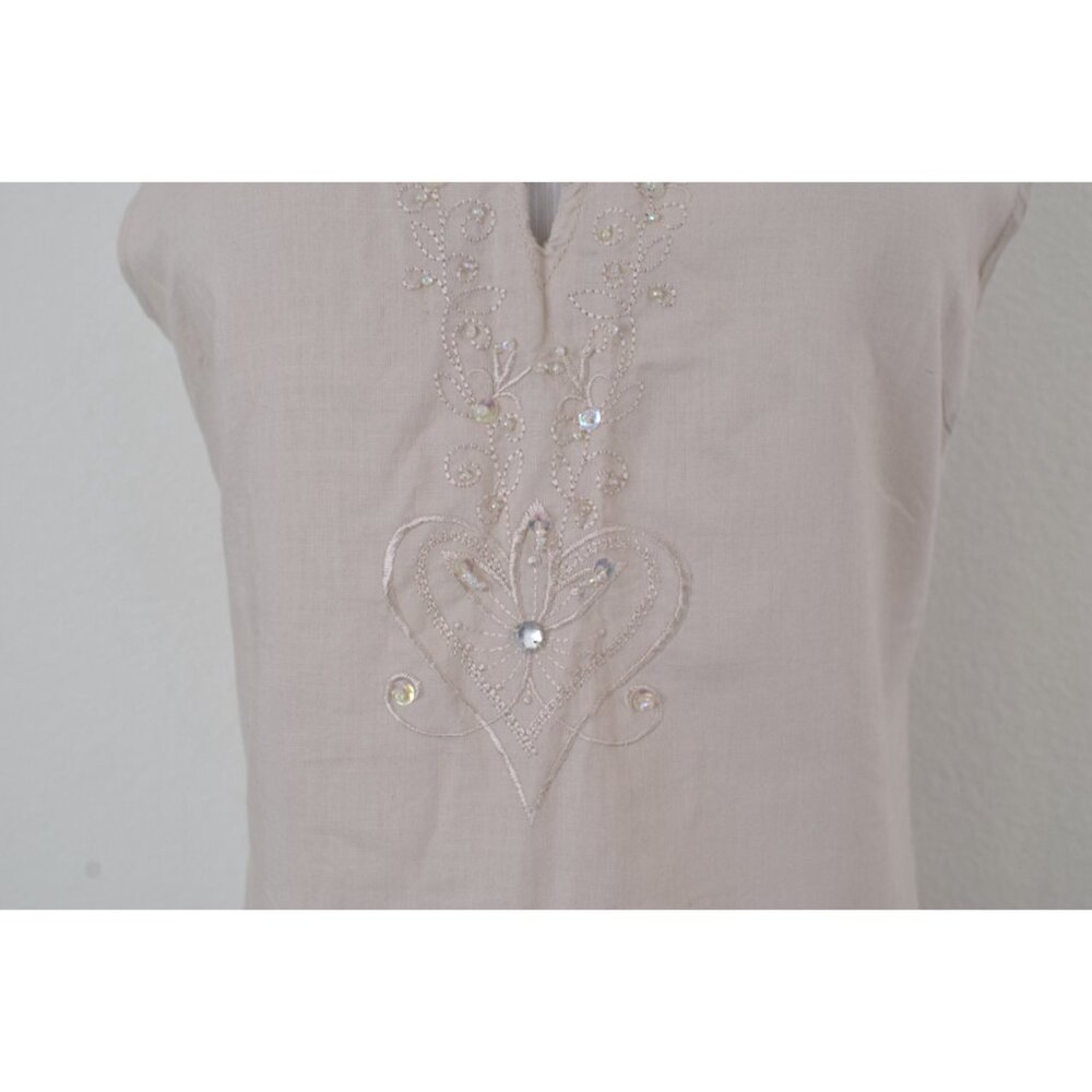Vintage Linen/Cotton Embroidered Tunic Blouse - Picture 7 of 10